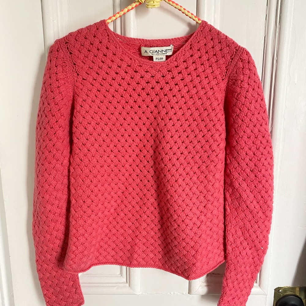 Vintage 100% Cashmere A. Giannetti Pink Women's Woven Sweater